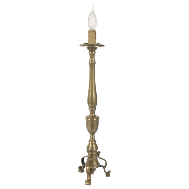 Antique Gilt Brass Lamp Holder Candelabrum, 1700s For Sale - Image 9 of 9