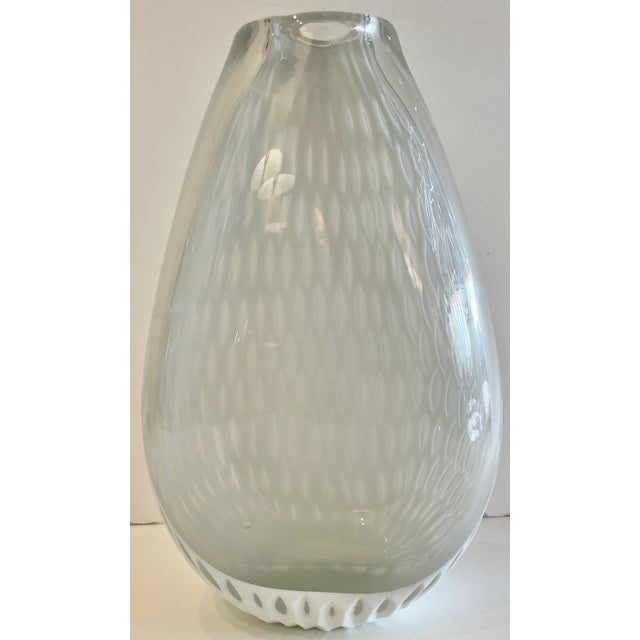 White Lace Pattern Glass Vase For Sale - Image 4 of 11