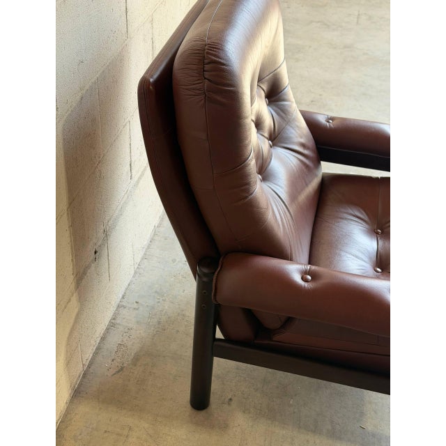 Vintage Danish Leather Lounge Chair Mid Century Modern Armchair For Sale - Image 9 of 10