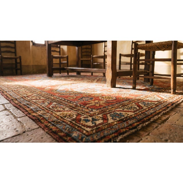 1890s Sky Medallion Tribal Antique S. Persian Ghashgaie Rug 4'2" X 6'2" Handknotted Wool Carpet For Sale - Image 10 of 10