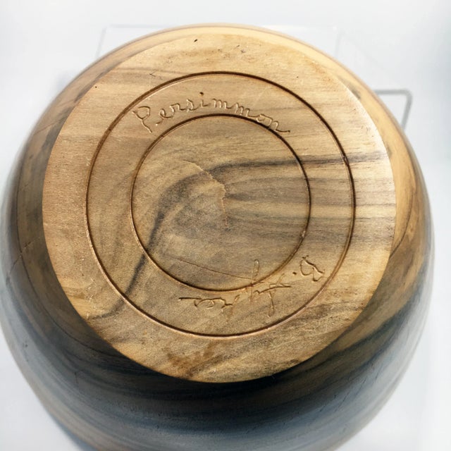 Wood Persimmon Burl Wood Turned Art Bowl by Brian Sykes For Sale - Image 7 of 9