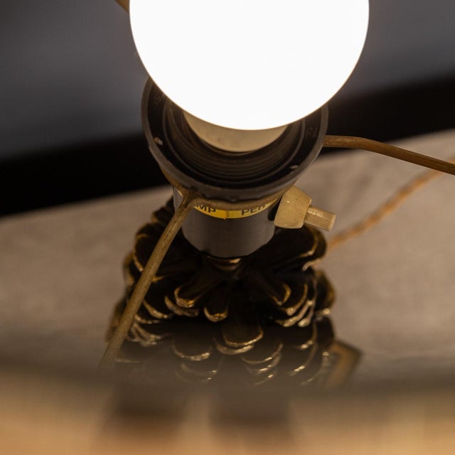 Vintage 20th Century Italian Bergere Lamp with Pine Cone Detailing, 1970s For Sale - Image 3 of 18