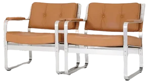 Set of Swedish Leather and Aluminium Lounge Chairs by Karl-Erik Ekselius, 1970s