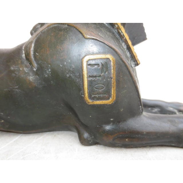 Late 19th Century Antique French Gilt Bronze Sphinx For Sale - Image 5 of 9
