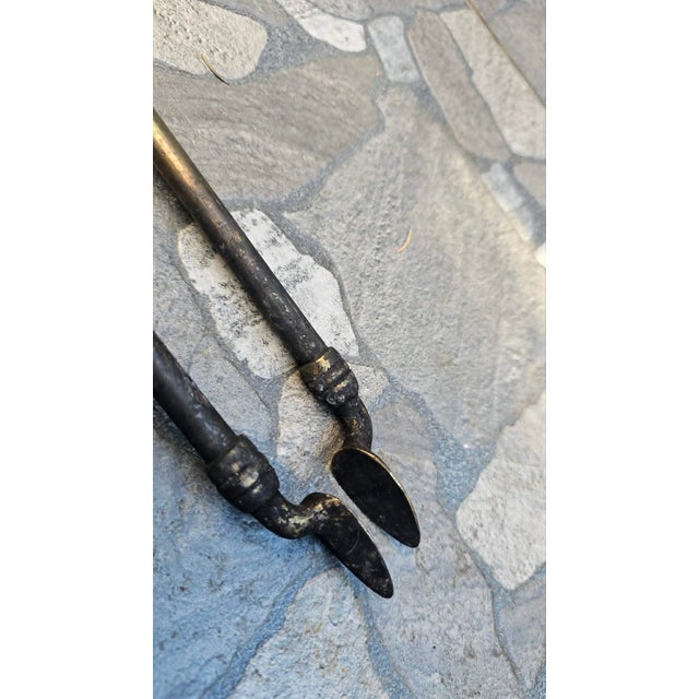 Art Nouveau Brass Fireplace Tongs, 1890s For Sale - Image 4 of 7
