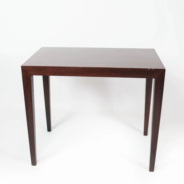Side table in mahogany designed by Severin Hansen for Haslev Furniture in the 1960s. The table is in great vintage...