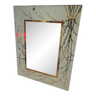 Vintage Italian Painted Glass Picture Frame With Gilt Botanical Motif, 1950s For Sale