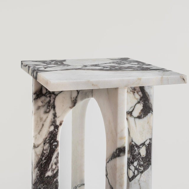BOND Side Table in Calacatta Marble - Bond Side Table evokes simplicity with its modern, clean design. Crafted from honed...