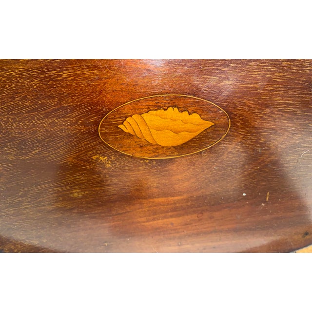 Brown Antique Mahogany Serving Tray With Shell Design and Nice Detail For Sale - Image 8 of 10