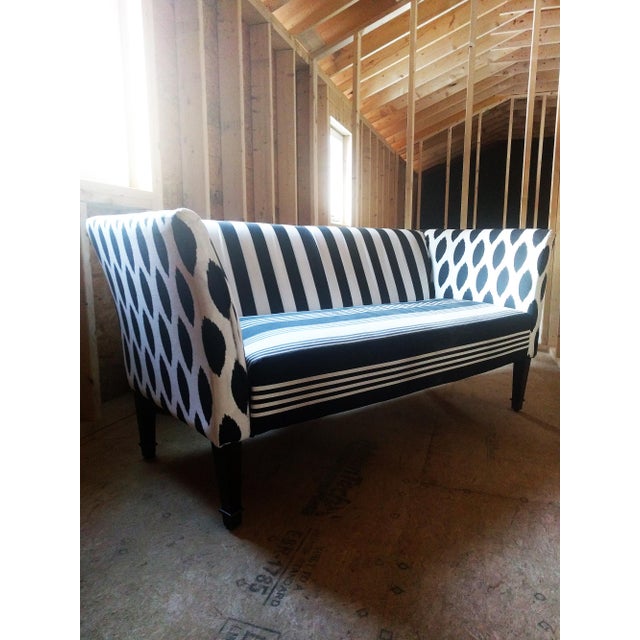 Black & White Stripe Ikat Loveseat Chairish