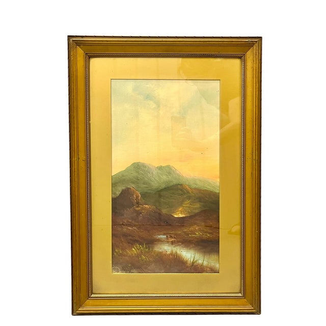 Gold Pair Vintage Gilt Wood Framed English Landacape Paintings For Sale - Image 8 of 17