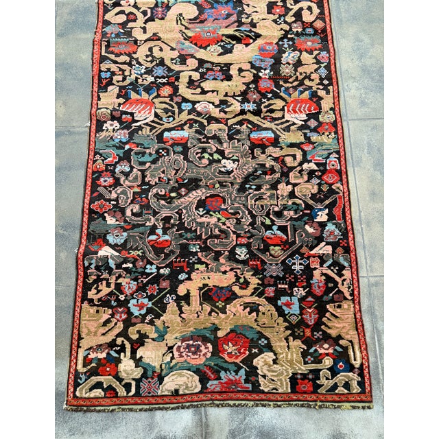 Early 20th Century 1900s Antique Caucasian Karabagh Botanical Runner Rug - 12'2" X 3'5'' For Sale - Image 5 of 7