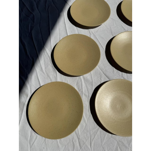 1980s Vintage Natural Stoneware Dessert Plates, 1980s, Set of 6 For Sale - Image 5 of 11