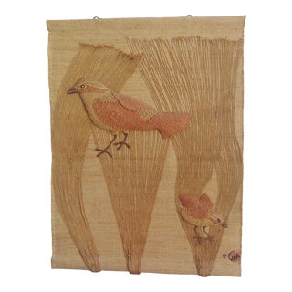 Vintage Modern Don Freedman Woven Bird Tapestry Wall Art For Sale