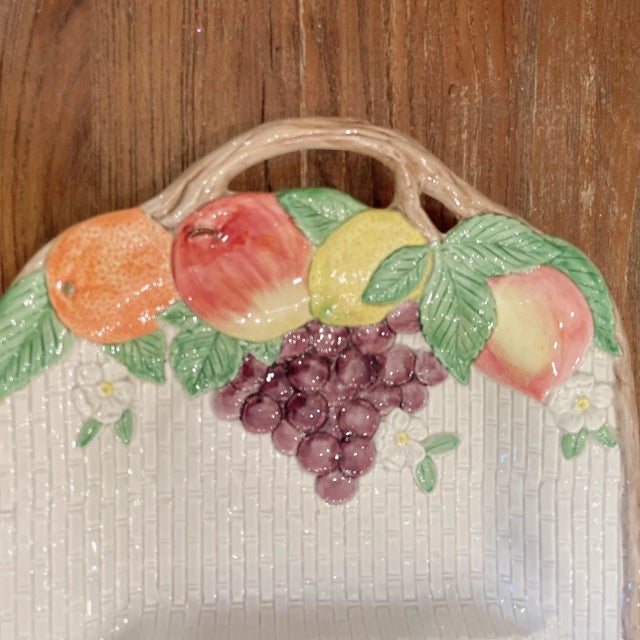 Rustic European Late 20th Century Fitz and Basket Weave "Fruit Garden" Platter For Sale - Image 3 of 8