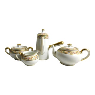 1900s Bernardaud Limoges Chocolate Pot, Teapot and Sugar & Creamer Set - Set of 4 For Sale
