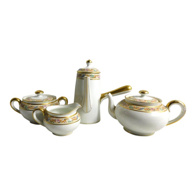 1900s Bernardaud Limoges Chocolate Pot, Teapot and Sugar & Creamer Set - Set of 4 For Sale