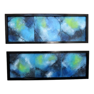Duo of Framed Abstracts by C. Damien Fox 2022. For Sale
