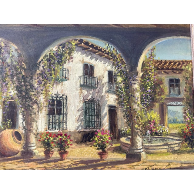 Alberto Lobos (Latin American, 1892-1941) Hacienda Impressionist Oil on Canvas Painting - Framed For Sale - Image 4 of 10