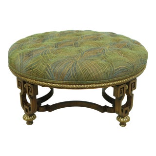 Russian Empire Design Round Upholstered Ottoman For Sale
