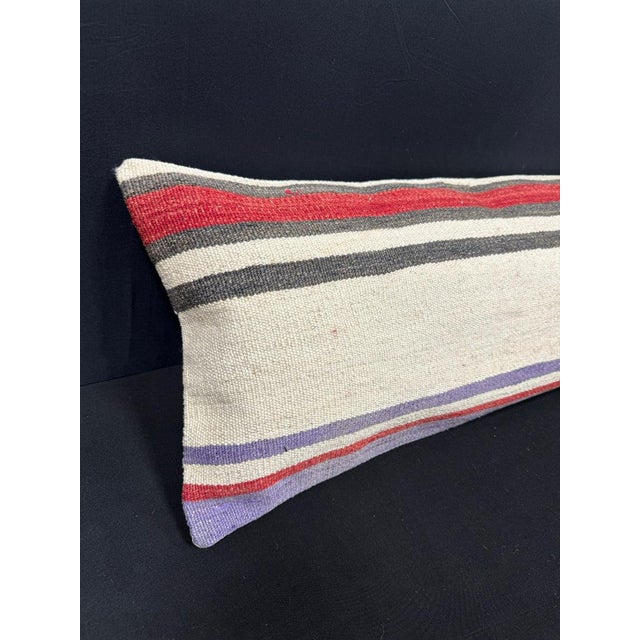 Turkish Hemp Pillow Cushion Natural Beige Red Cushion Cover 14x45 #18018 Enhance your home decor with our Kilim Pillow...