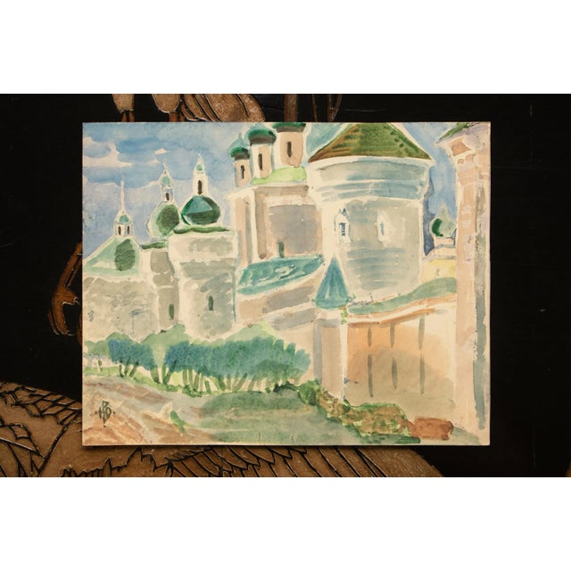 C. 1920-1950s Antique or Vintage Watercolor in the Style of Nicholas Roerich For Sale - Image 11 of 11