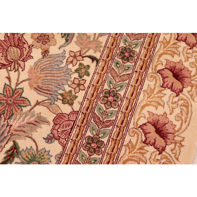 1990s Floral 1990's Pak-Persian Ivory/Pink Wool Rug - 6'0'' X 9'2'' For Sale - Image 5 of 9