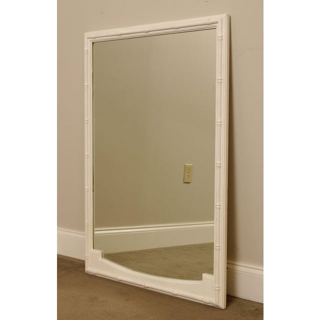 Hollywood Regency Hollywood Regency Vintage White Painted Faux Bamboo Wall Mirror For Sale - Image 3 of 13