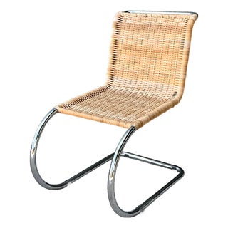 Vintage Mies Van Der Rohe for Knoll Woven Rattan Cantilevered Chair For Sale