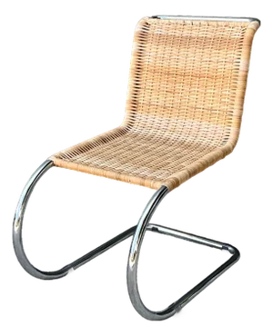 Vintage Mies Van Der Rohe for Knoll Woven Rattan Cantilevered Chair