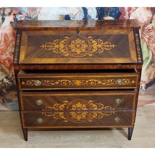 Wood Louis XV Drop-Front Commode in Wood, 1890s For Sale - Image 7 of 8