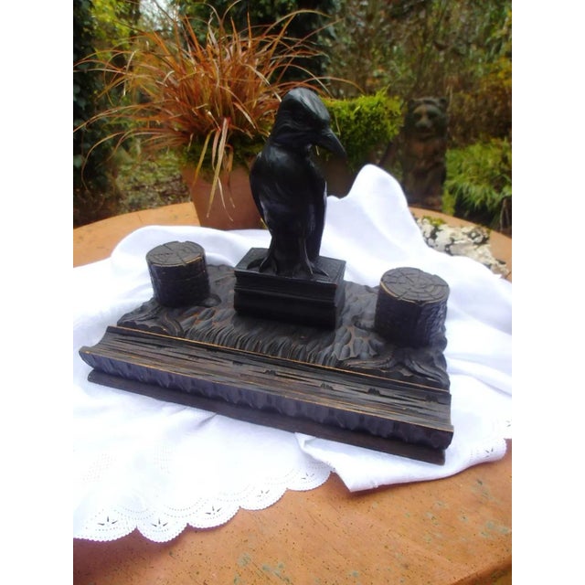 Antique Hand-Carved Desk Set with Raven, 1890s For Sale - Image 10 of 12