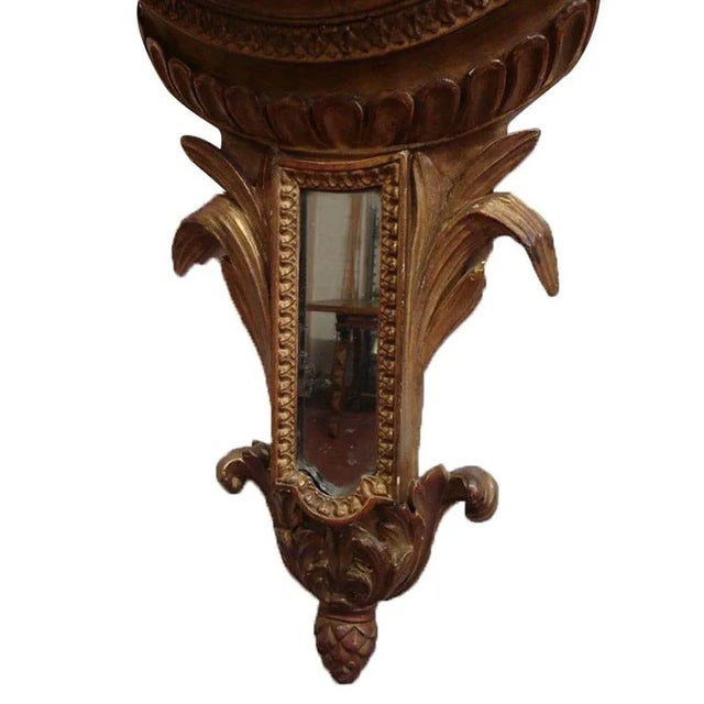 Wood 18th Century French Louis XVI Carved Giltwood Wall Clock With Oval Painting For Sale - Image 7 of 9