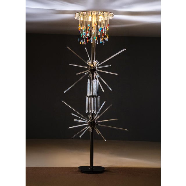 Glass and Metal Floor Lamp by René Roubíček for Nový Bor, 1960s For Sale - Image 12 of 13