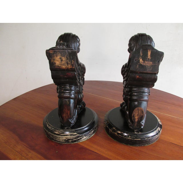 19th Century English Carved Wooden Griffins on Stands, a Pair For Sale - Image 4 of 15