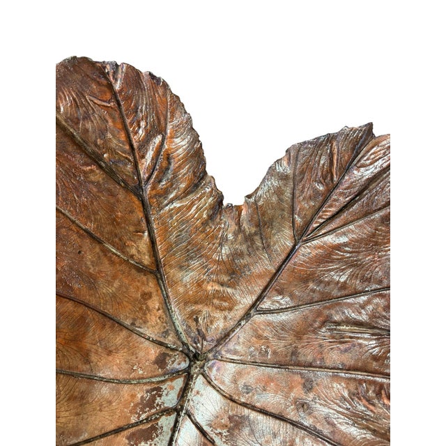 Contemporary Oversized Hand-Cast Concrete Elephant Ear Leaf Garden Bowl, Birdbath or Centerpiece For Sale - Image 3 of 7