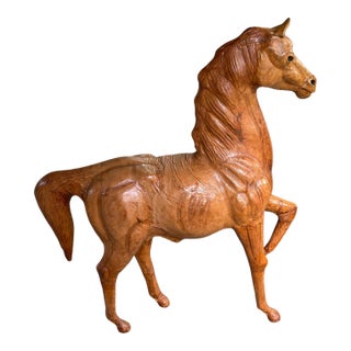 Vintage Leather Large Horse Sculpture For Sale