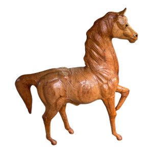 Vintage Leather Large Horse Sculpture