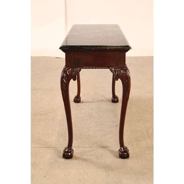 Stickley Chippendale Style Marble Top Mahogany Sofa Table Console For Sale - Image 16 of 18