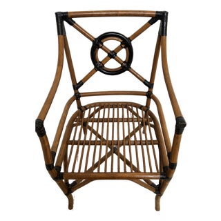 Vintage Alleged McGuire Rattan 'Target Back' Armchair For Sale