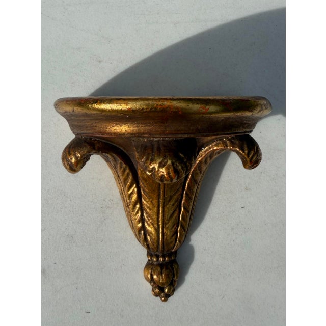 Vintage Petite Italian Florentine Gilt Wall Bracket Shelf For Sale - Image 4 of 9