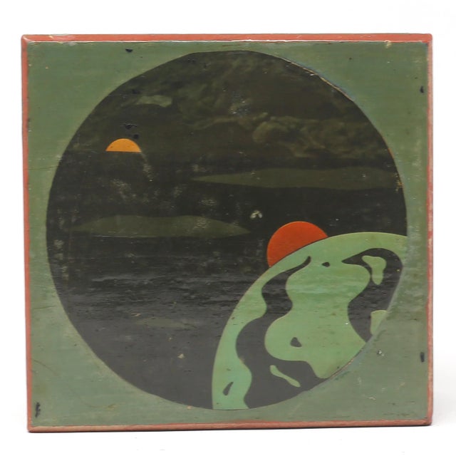 Mid-Century Modern Vintage Planetary Design Wood Box For Sale - Image 3 of 5