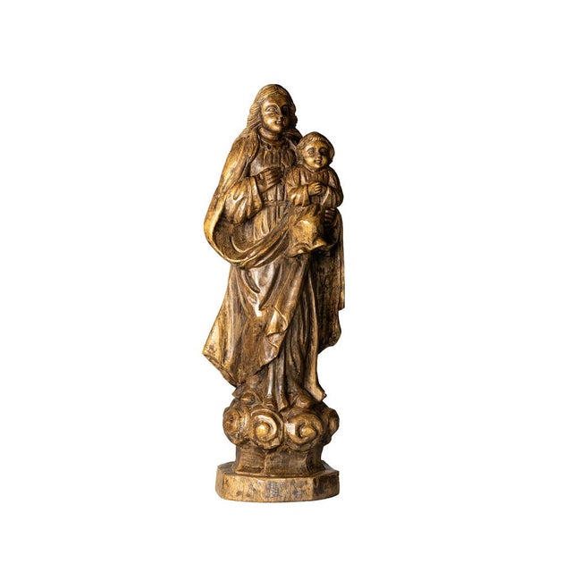 Religious Statue of Our Lady and Child, 20th Century, Wood For Sale - Image 12 of 12