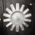 The Art Deco geometric frosted glass starburst pendant chandelier, in nickeled bronze and signed Degué, France, circa...