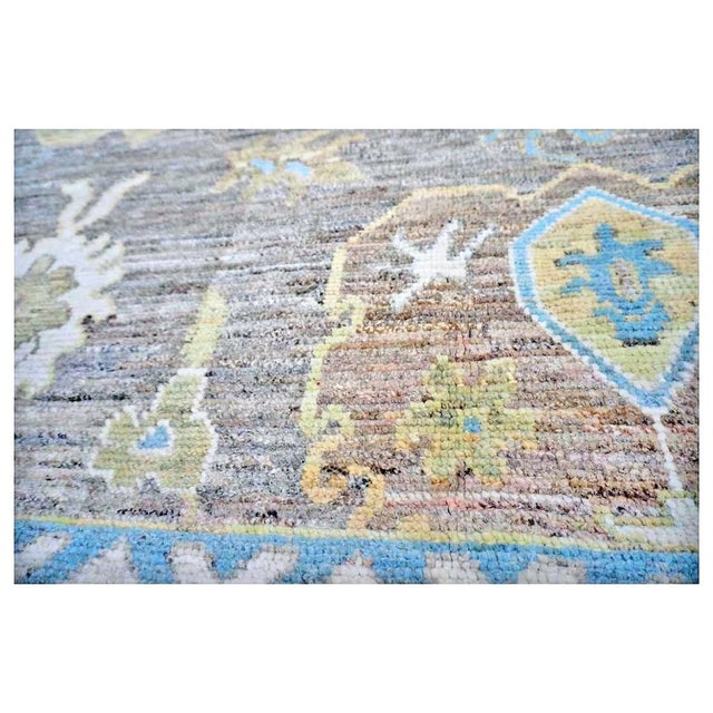 21st Century Turkish Oushak Wool 10x14 Slate Blue & Dark Oak Handmade Area Rug #1144093 For Sale In Houston - Image 6 of 11