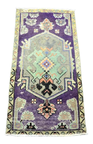 Vintage Boho Turkish Handmade Wool Small Rug