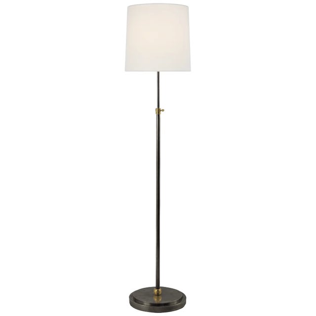 Thomas O'Brien by Visual Comfort Signature Bryant Floor Lamp in Bronze and Hand-Rubbed Antique Brass with Linen Shade For Sale