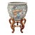 1980s Large Chinese Porcelain Jardinière Planter With Bird & Floral Motifs on Decorative Stand For Sale