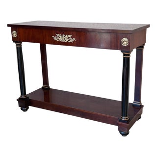 Late 19th Century Biedermeier Console with Ebonized Columns and Bronze Mounts and Drawer For Sale