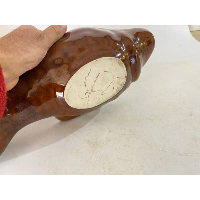 Ceramic Large Ceramic Brown Vide Poche in Fish Form, Italy, 1960s For Sale - Image 7 of 10